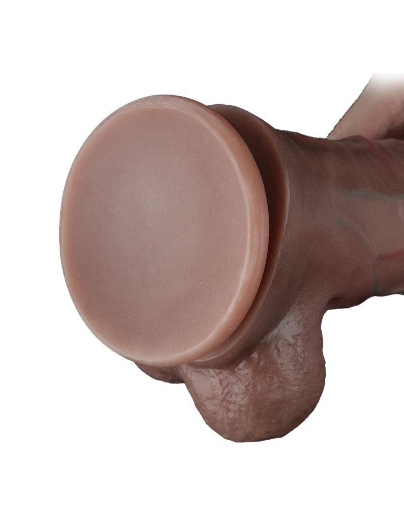 LoveToy - Dubbellaagse Siliconen Dildo - Lengte 29.5 cm - Diameter 5.5 cm - Bruin-Erotiekvoordeel.nl