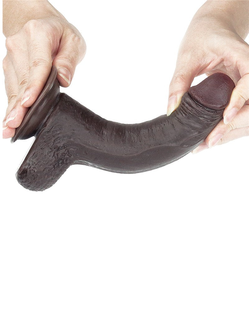 Lovetoy - Dildo Met Sliding Skin Technologie - 17.5 x 3.5 cm - Bruin-Erotiekvoordeel.nl