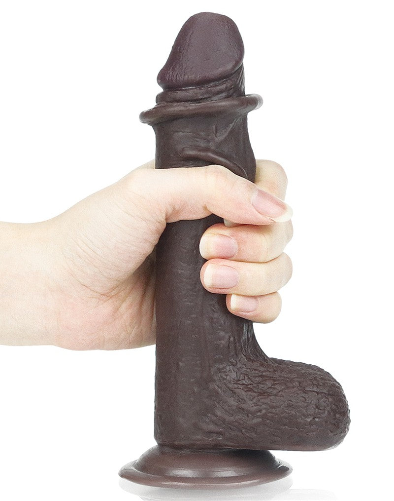 Lovetoy - Dildo Met Sliding Skin Technologie - 17.5 x 3.5 cm - Bruin-Erotiekvoordeel.nl