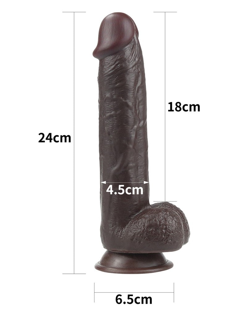 Lovetoy - Dildo Met Sliding Skin Technologie - 24 x 4.5 cm - Bruin-Erotiekvoordeel.nl