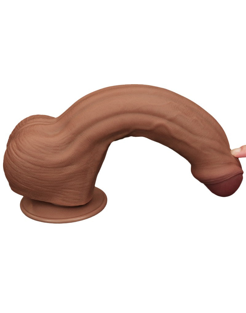 Lovetoy - Dildo - Sliding Skin Dildo - Lengte 29 cm - Bruin-Erotiekvoordeel.nl