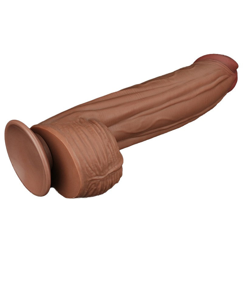 Lovetoy - Dildo - Sliding Skin Dildo - Lengte 31 cm - Bruin-Erotiekvoordeel.nl