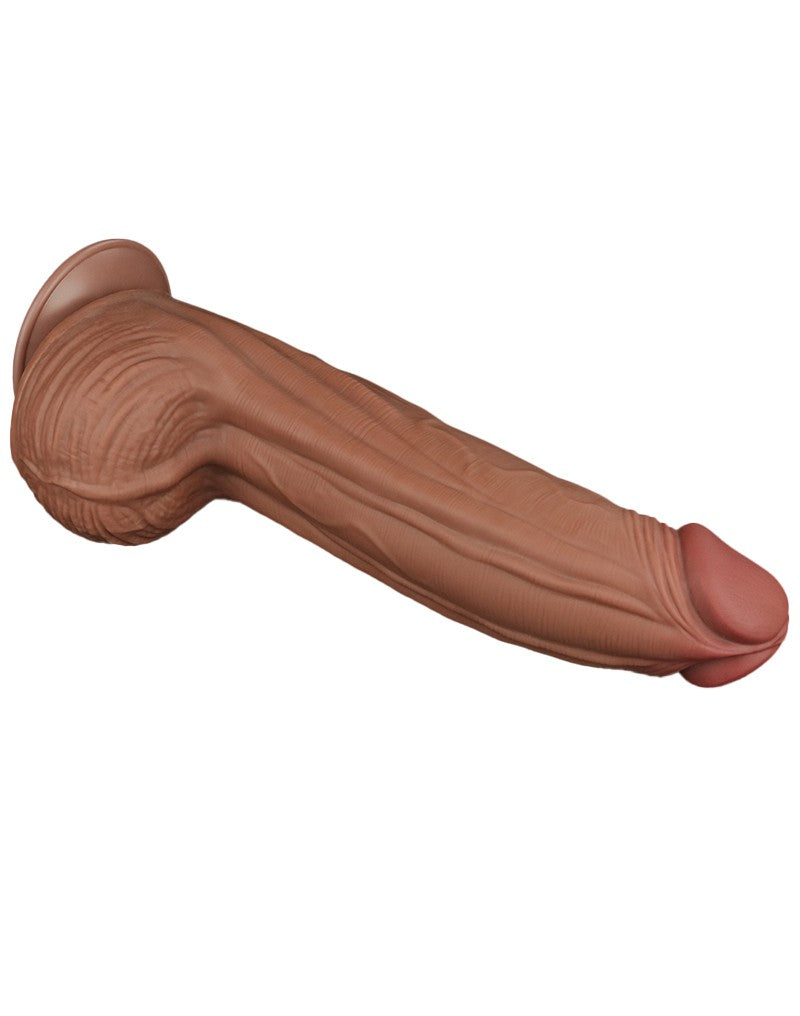 Lovetoy - Dildo - Sliding Skin Dildo - Lengte 31 cm - Bruin-Erotiekvoordeel.nl