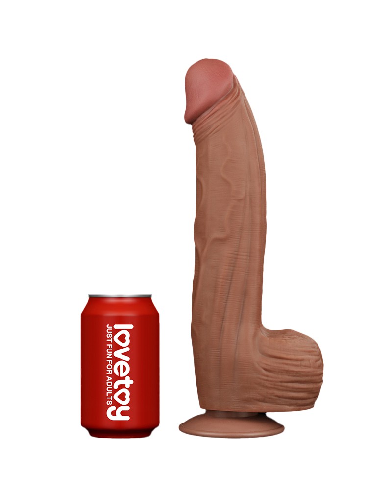 Lovetoy - Dildo - Sliding Skin Dildo - Lengte 31 cm - Bruin-Erotiekvoordeel.nl