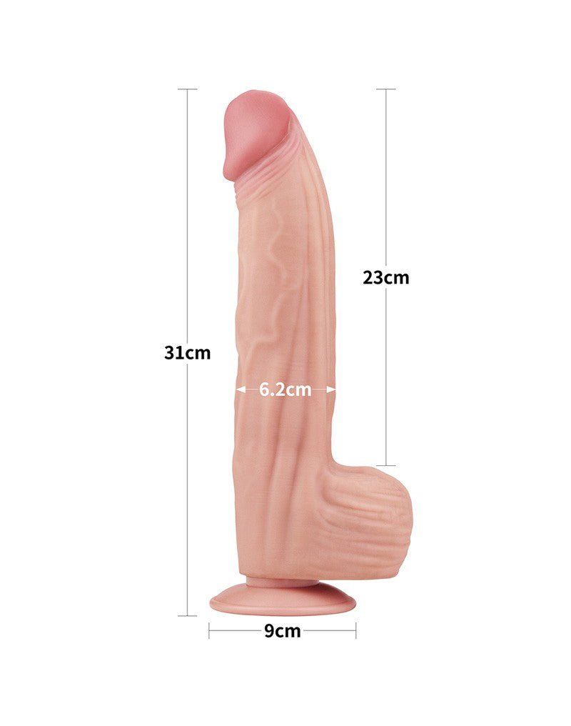 Lovetoy - Dildo - Sliding Skin Dildo - Lengte 31 cm - Lichte Huidskleur-Erotiekvoordeel.nl