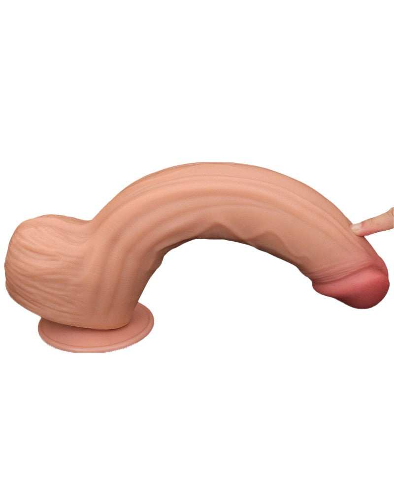 Lovetoy - Dildo - Sliding Skin Dildo - Lengte 31 cm - Lichte Huidskleur-Erotiekvoordeel.nl