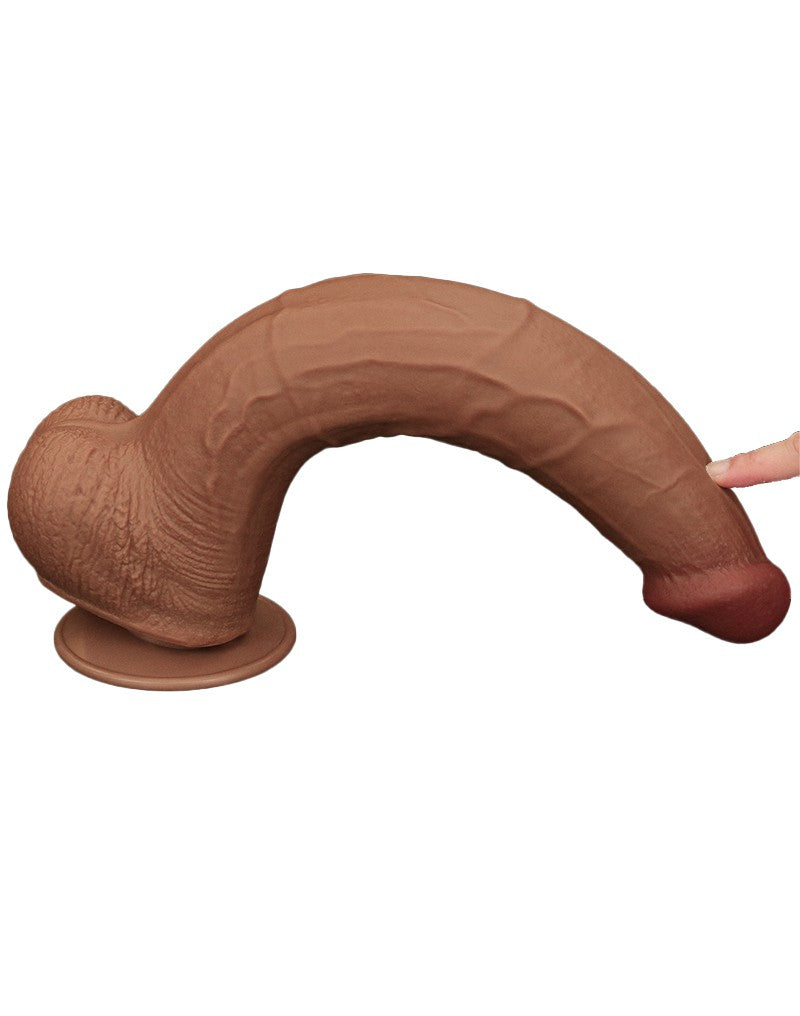 Lovetoy - Dildo - Sliding Skin Dildo - Lengte 34 cm - Bruin-Erotiekvoordeel.nl