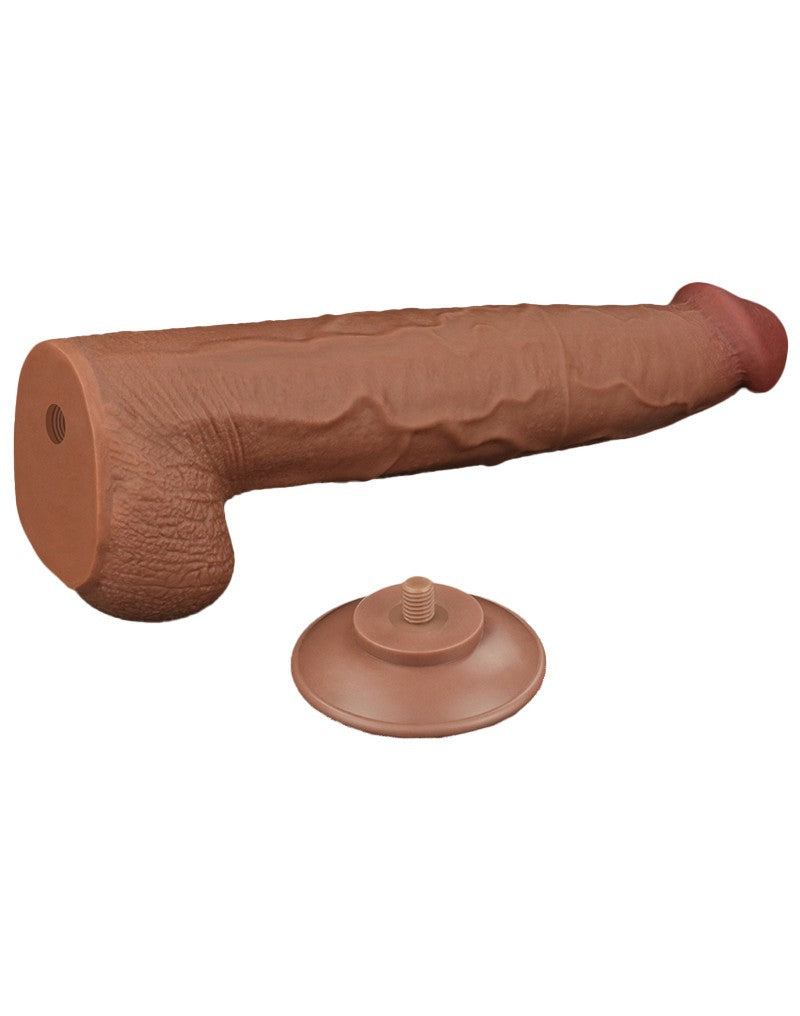 Lovetoy - Dildo - Sliding Skin Dildo - Lengte 34 cm - Bruin-Erotiekvoordeel.nl