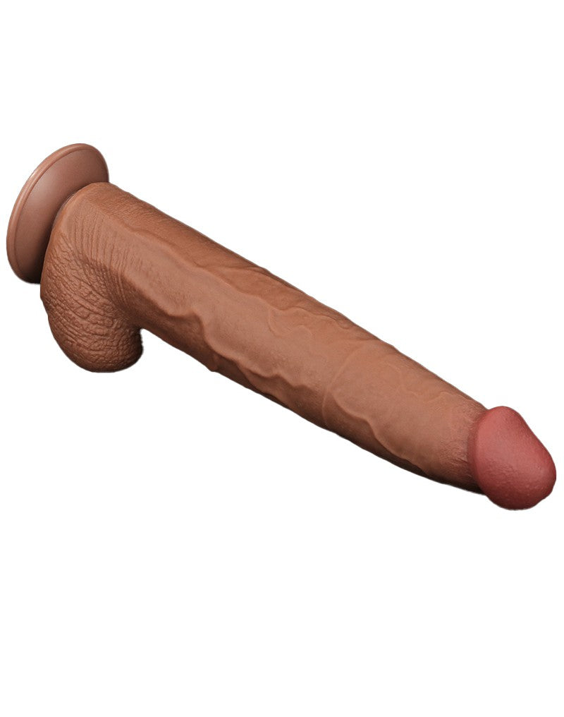 Lovetoy - Dildo - Sliding Skin Dildo - Lengte 34 cm - Bruin-Erotiekvoordeel.nl