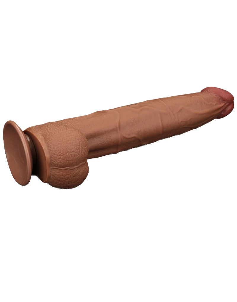 Lovetoy - Dildo - Sliding Skin Dildo - Lengte 34 cm - Bruin-Erotiekvoordeel.nl