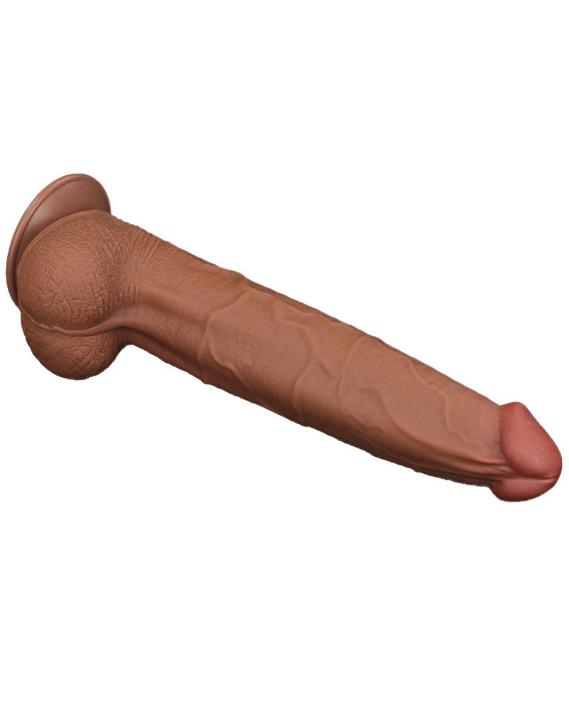 Lovetoy - Dildo - Sliding Skin Dildo - Lengte 34 cm - Bruin-Erotiekvoordeel.nl