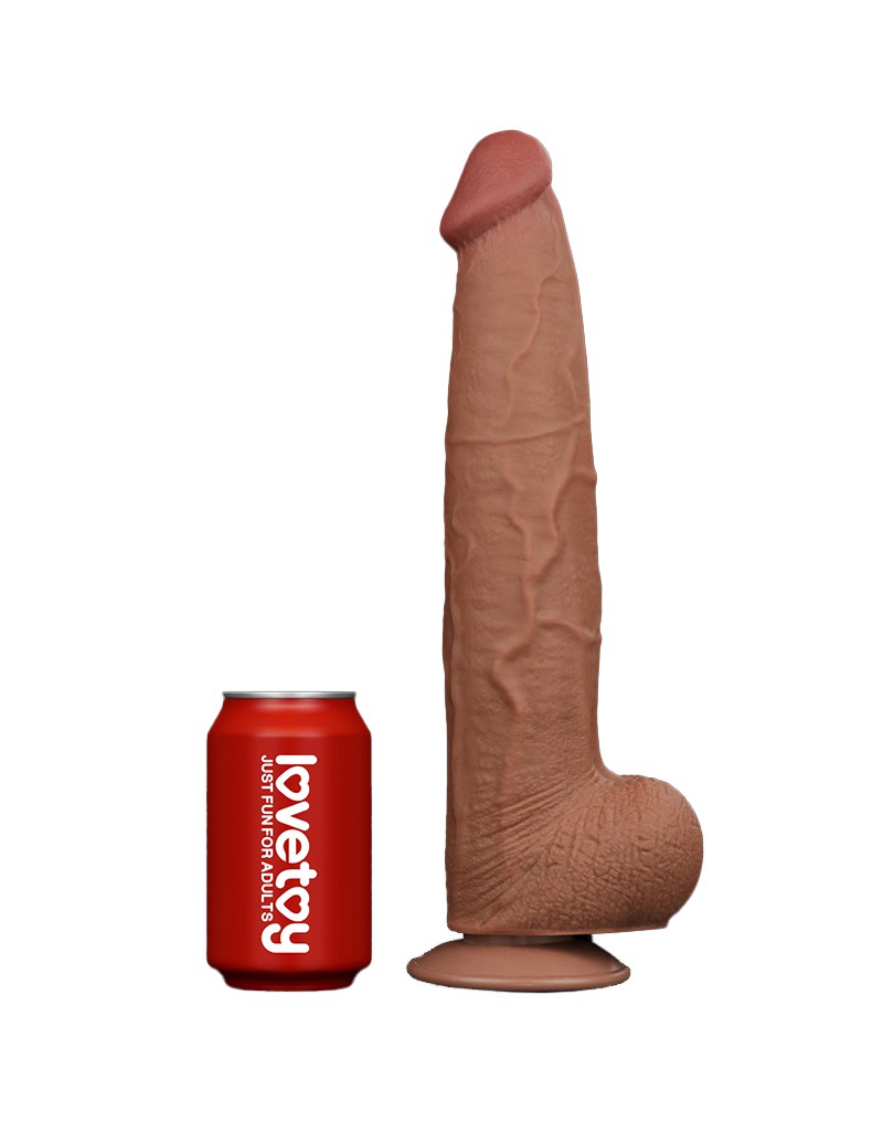 Lovetoy - Dildo - Sliding Skin Dildo - Lengte 34 cm - Bruin-Erotiekvoordeel.nl