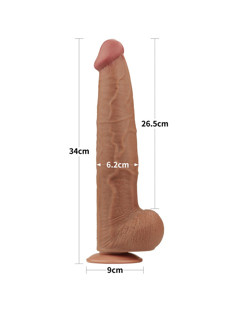 Lovetoy - Dildo - Sliding Skin Dildo - Lengte 34 cm - Bruin-Erotiekvoordeel.nl