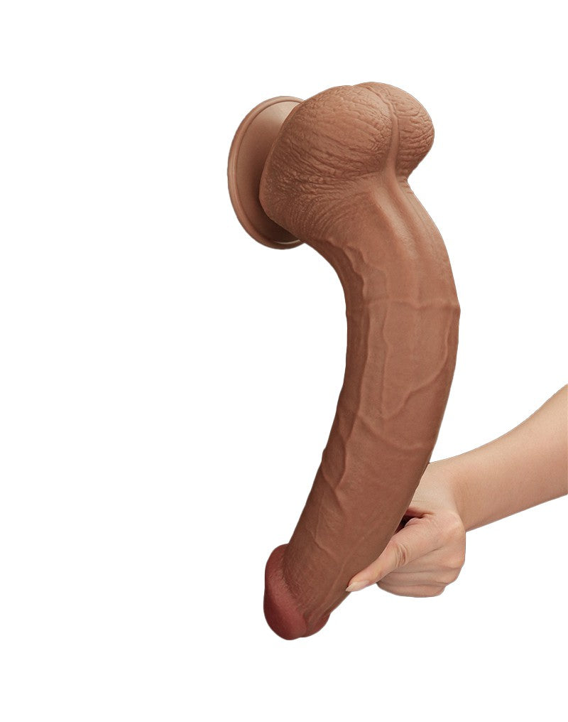 Lovetoy - Dildo - Sliding Skin Dildo - Lengte 34 cm - Bruin-Erotiekvoordeel.nl