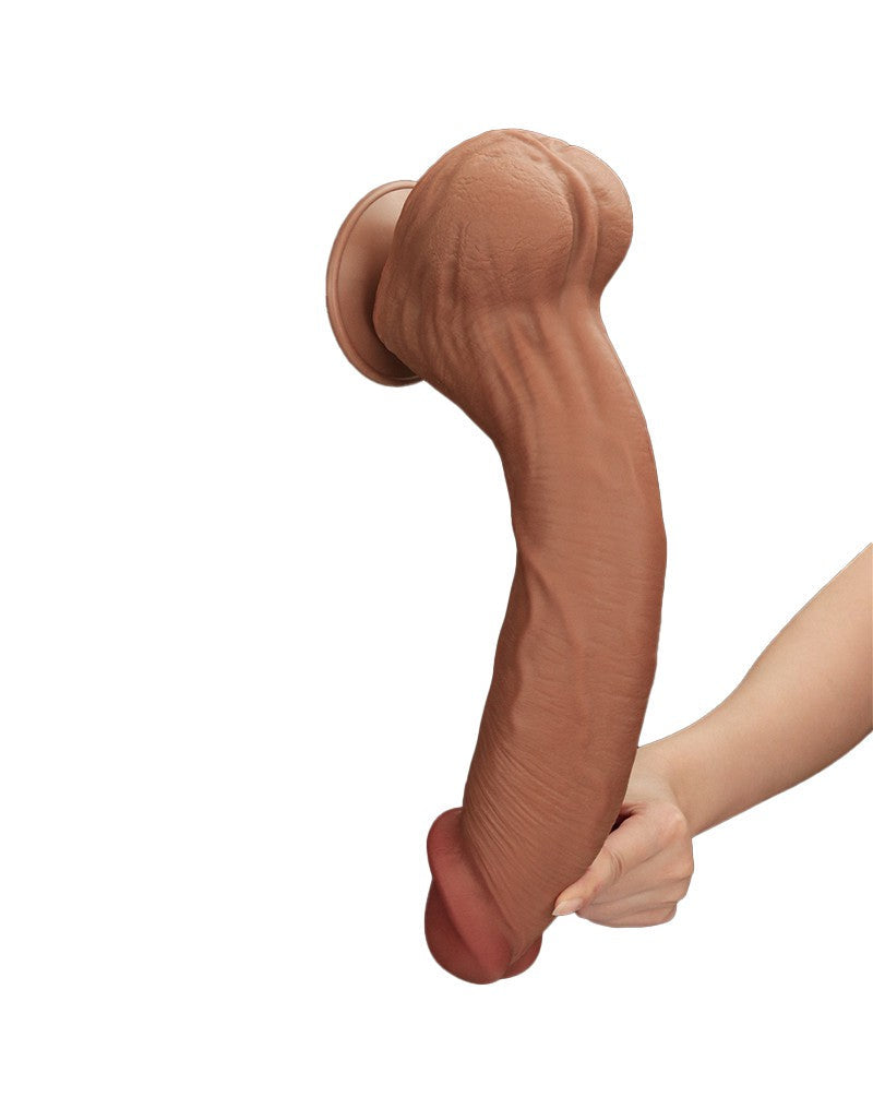 Lovetoy - Dildo - Sliding Skin Dildo - Lengte 36 cm - Bruin-Erotiekvoordeel.nl