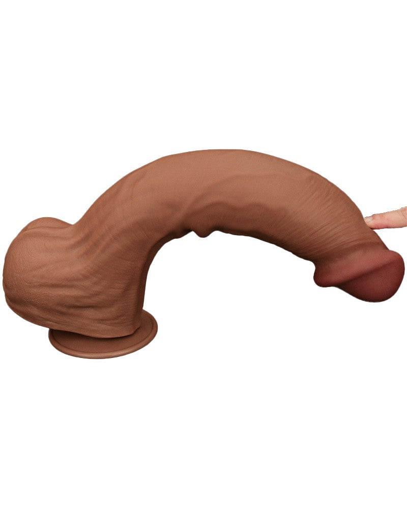 Lovetoy - Dildo - Sliding Skin Dildo - Lengte 36 cm - Bruin-Erotiekvoordeel.nl