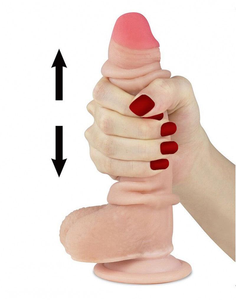 Lovetoy - Dildo Met glijdende huid 18 cm - Lichte Huidskleur-Erotiekvoordeel.nl