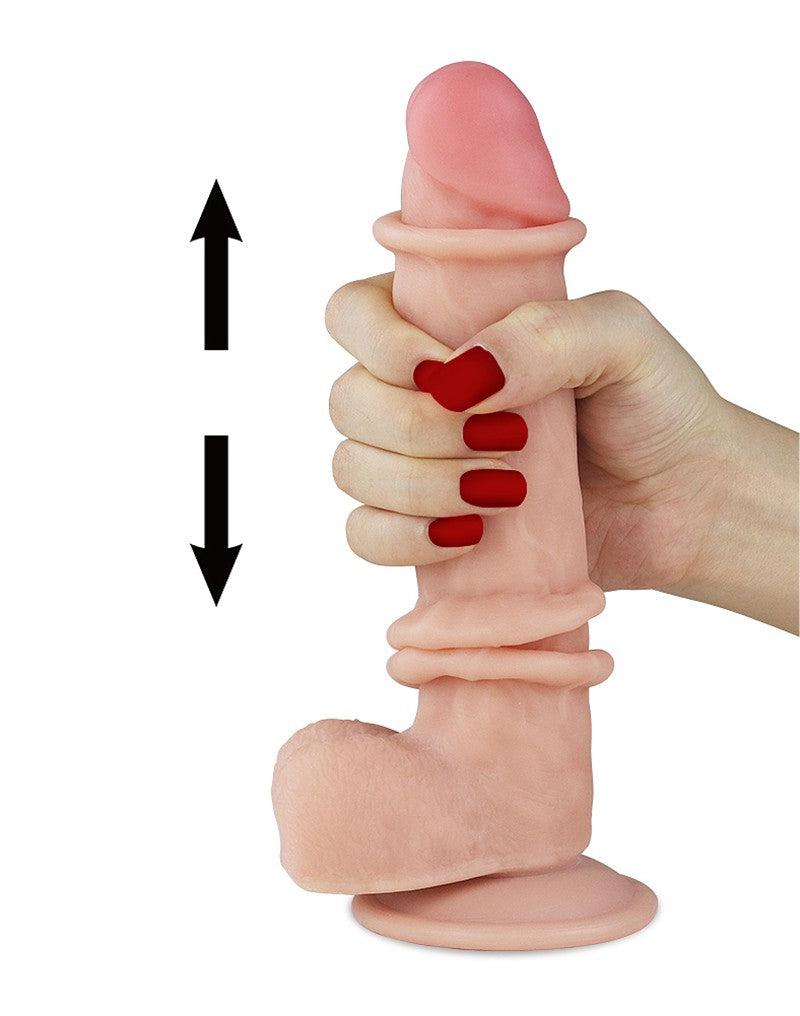 Lovetoy - Dildo Met glijdende huid 20 cm - Lichte Huidskleur-Erotiekvoordeel.nl