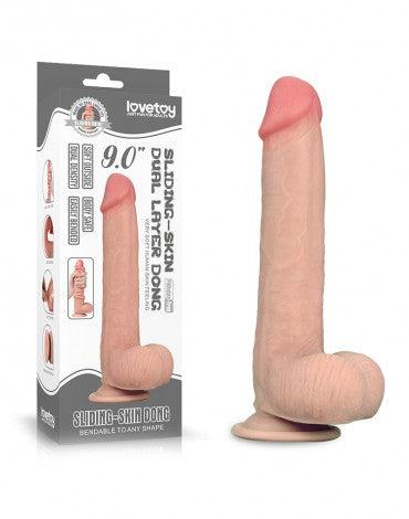 Lovetoy - Dildo Met glijdende huid 23 x 4 cm - Lichte Huidskleur-Erotiekvoordeel.nl