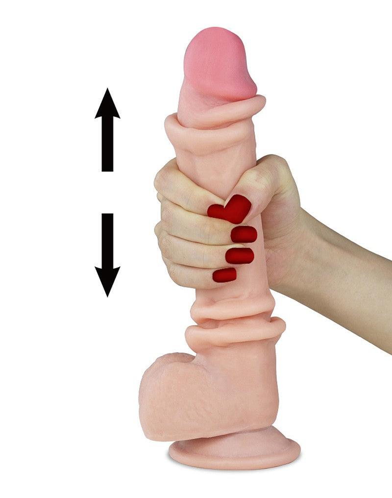 Lovetoy - Dildo Met glijdende huid 24 x 4,5 cm - Lichte Huidskleur-Erotiekvoordeel.nl