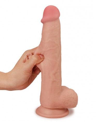 Lovetoy - Dildo Met glijdende huid 24 x 4,5 cm - Lichte Huidskleur-Erotiekvoordeel.nl