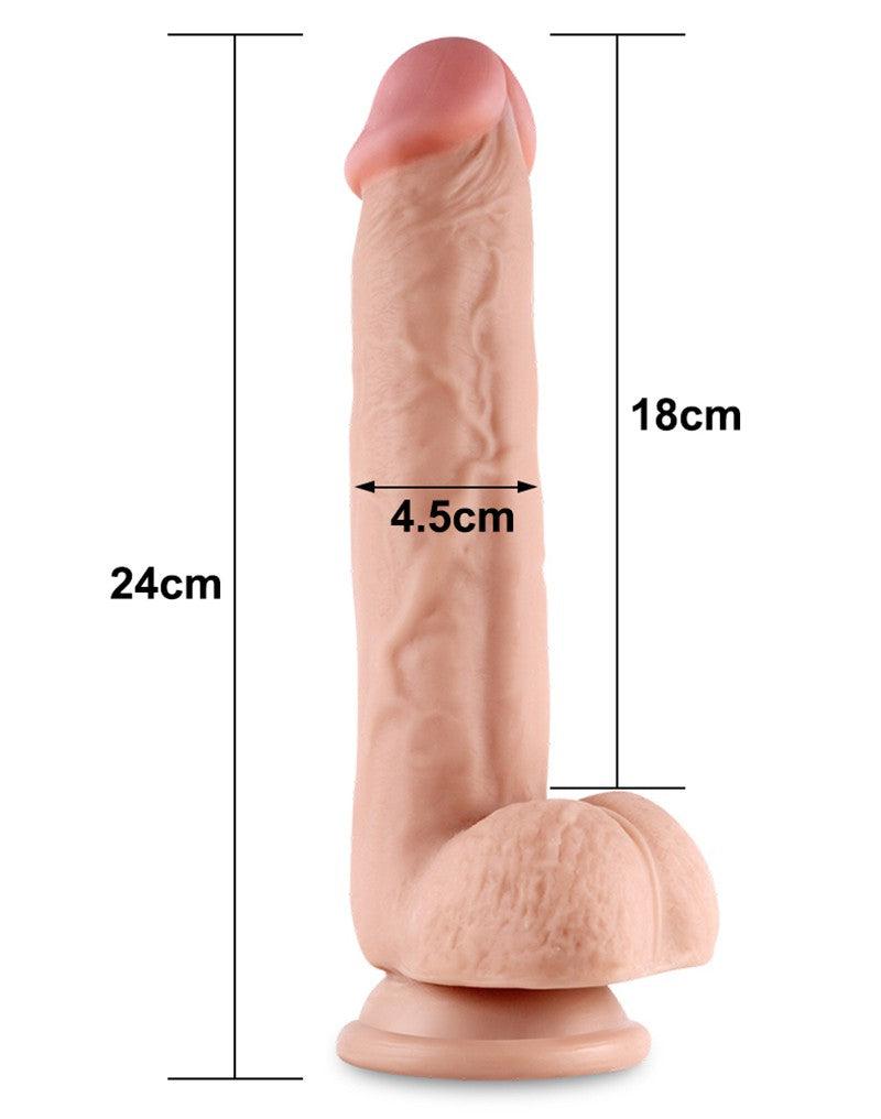 Lovetoy - Dildo Met glijdende huid 24 x 4,5 cm - Lichte Huidskleur-Erotiekvoordeel.nl