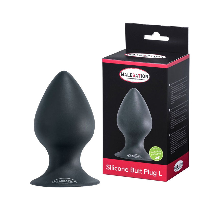 Malesation - Siliconen Buttplug - Zwart - Verkrijgbaar in 3 maten-Erotiekvoordeel.nl