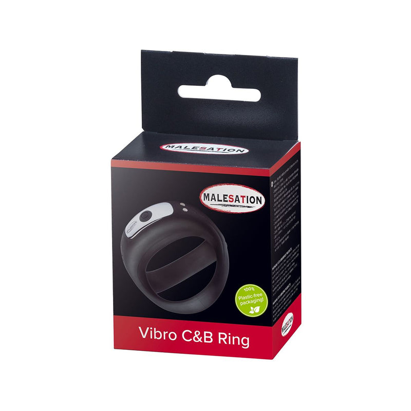 Malesation - Vibro C&B Ring - Vibrerende Cockring en Ballstretcher - Zwart-Erotiekvoordeel.nl