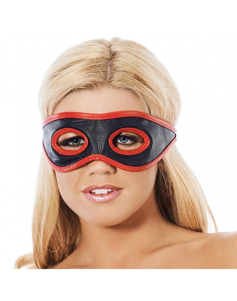 Masker Leer Met oog uitsparingen - Zwart/Rood-Erotiekvoordeel.nl