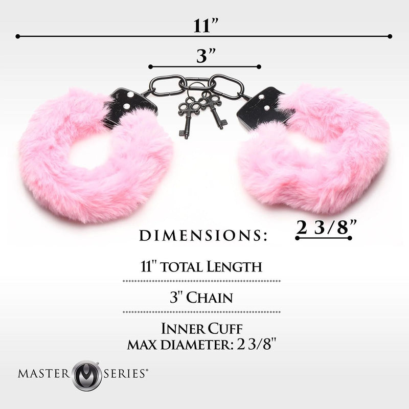 Master Series - Cuffed In Fur - Metalen Handboeien met Kunstbont - Roze-Erotiekvoordeel.nl