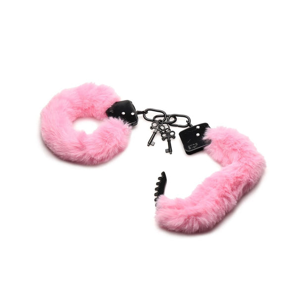 Master Series - Cuffed In Fur - Metalen Handboeien met Kunstbont - Roze-Erotiekvoordeel.nl