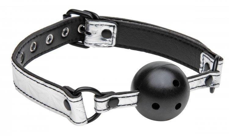 Master Series - Gagged - Ball Gag Met Gaatjes - Metallic Look Zilver-Erotiekvoordeel.nl