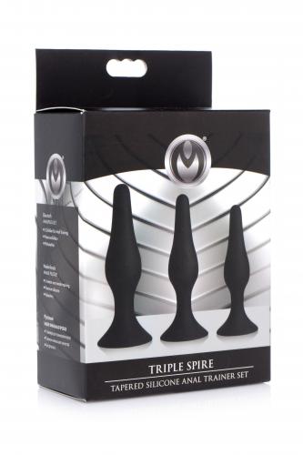 Master Series - Triple Spire - Driedelige Anaal Plug Set - Siliconen - Zwart-Erotiekvoordeel.nl