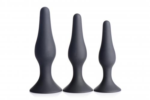 Master Series - Triple Spire - Driedelige Anaal Plug Set - Siliconen - Zwart-Erotiekvoordeel.nl