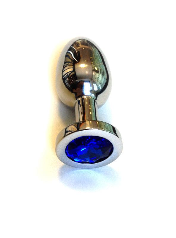 Metalen Buttplug Met Blauw Kristal-Erotiekvoordeel.nl