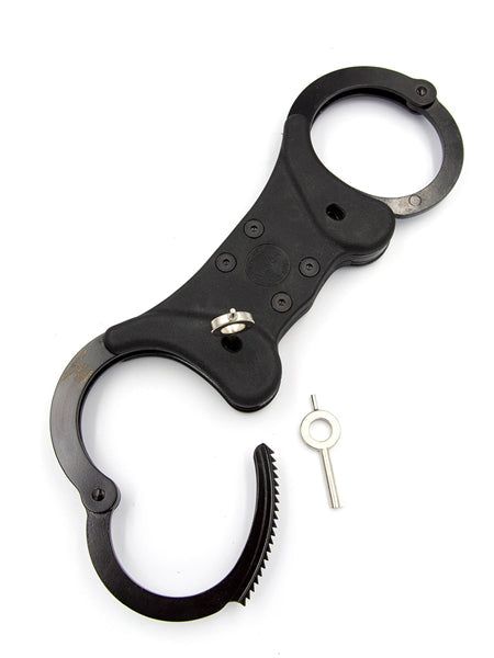 Mister B Cuff Double Lock Rigid Steel Politiehandboeien - Zwart-Erotiekvoordeel.nl