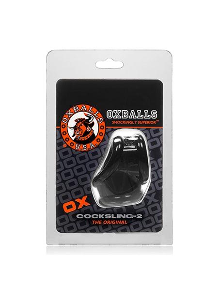 Oxballs - Cocksling 2 - Rekbare Cockring & Ballstretcher - TPR - Zwart-Erotiekvoordeel.nl