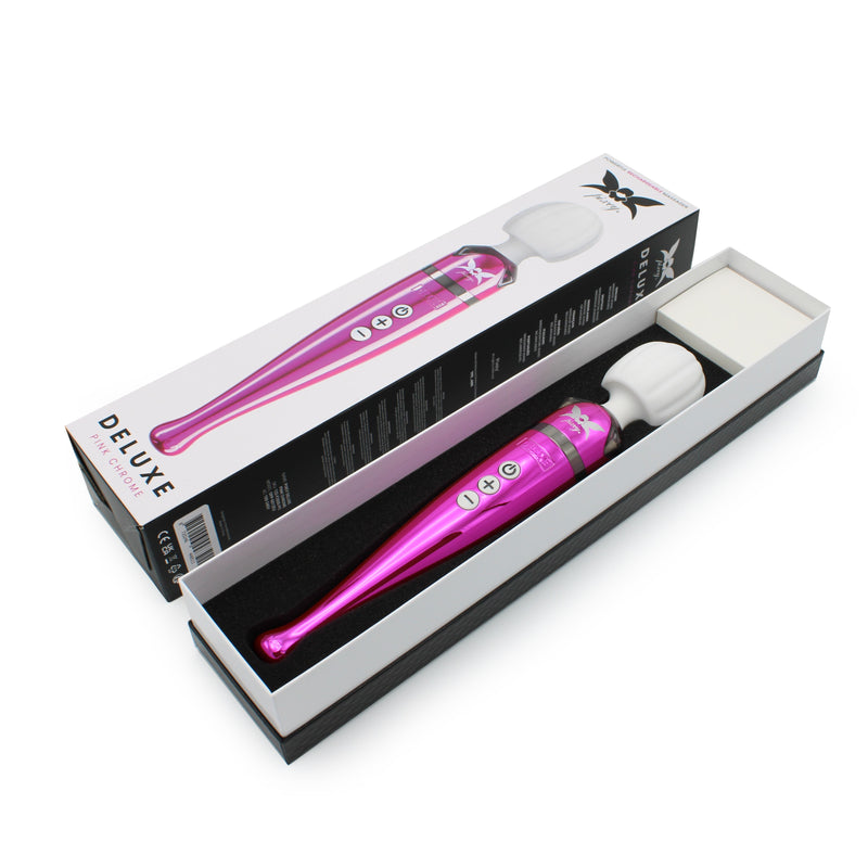 Pixey DeLuxe - Pink Chrome Edition - Oplaadbare Wand Vibrator - de krachtigste die er is-Erotiekvoordeel.nl