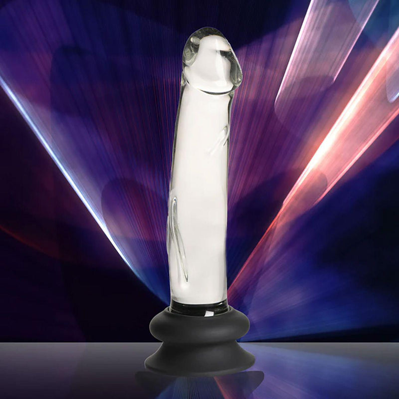 Pleasure Crystals - Glazen Dildo Met Siliconen Basis - 19 cm x 3.8 cm - Transparant-Erotiekvoordeel.nl