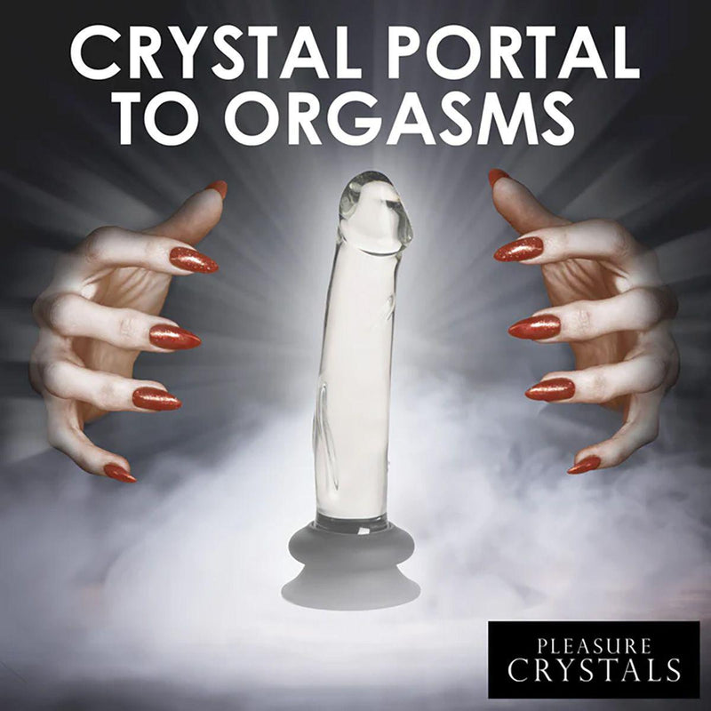 Pleasure Crystals - Glazen Dildo Met Siliconen Basis - 19 cm x 3.8 cm - Transparant-Erotiekvoordeel.nl