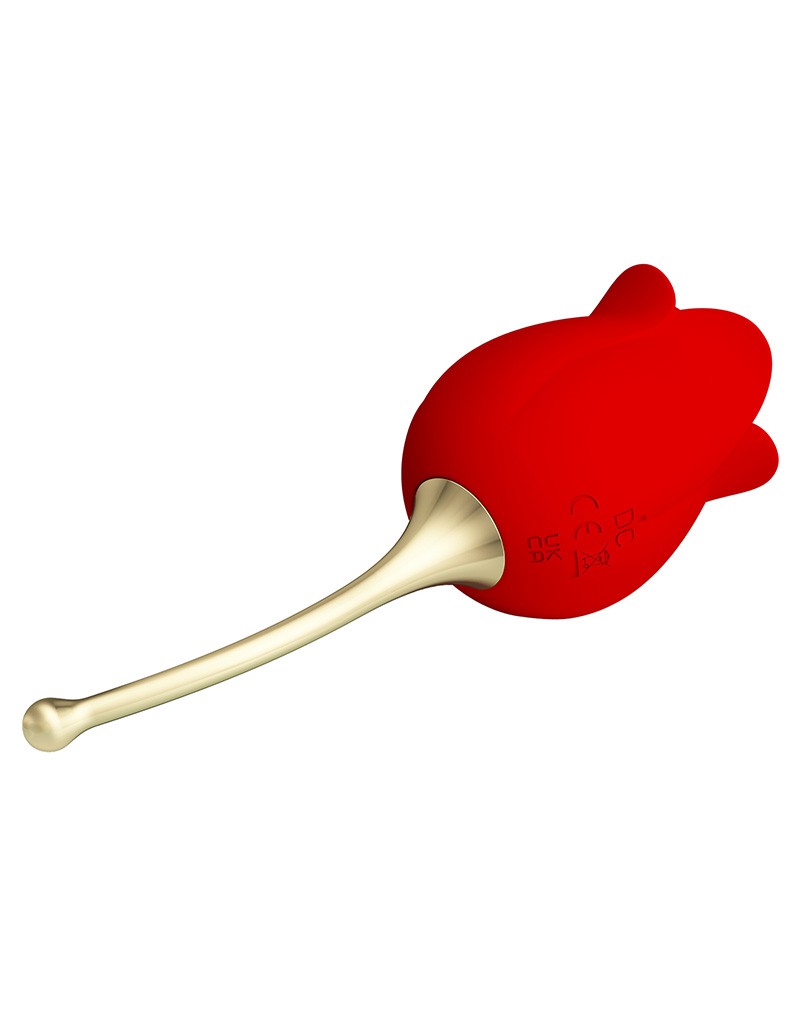 Pretty Love - Clitoris Vibrator Met likstimulator Rose Lover - Rood/Goud-Erotiekvoordeel.nl