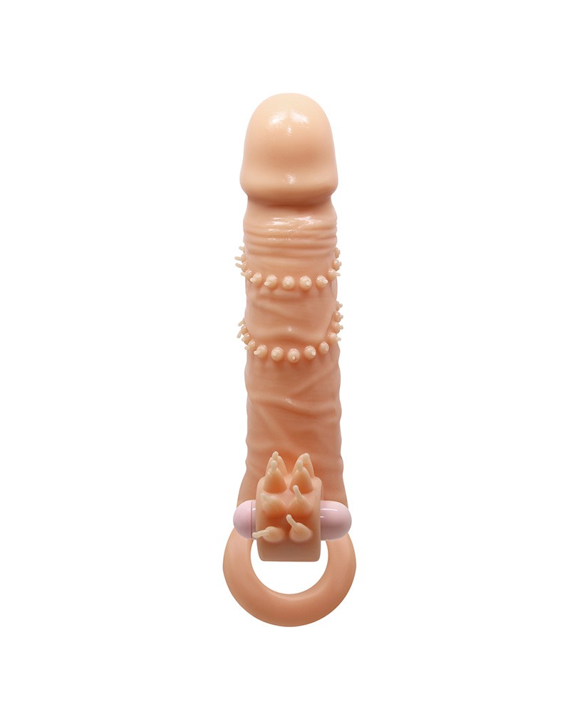 Pretty Love - Connor - Vibrerende Penis Sleeve - Met Clitoris Stimulator - Lichte Huidskleur-Erotiekvoordeel.nl