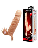 Pretty Love - Connor - Vibrerende Penis Sleeve - Met Clitoris Stimulator - Lichte Huidskleur-Erotiekvoordeel.nl