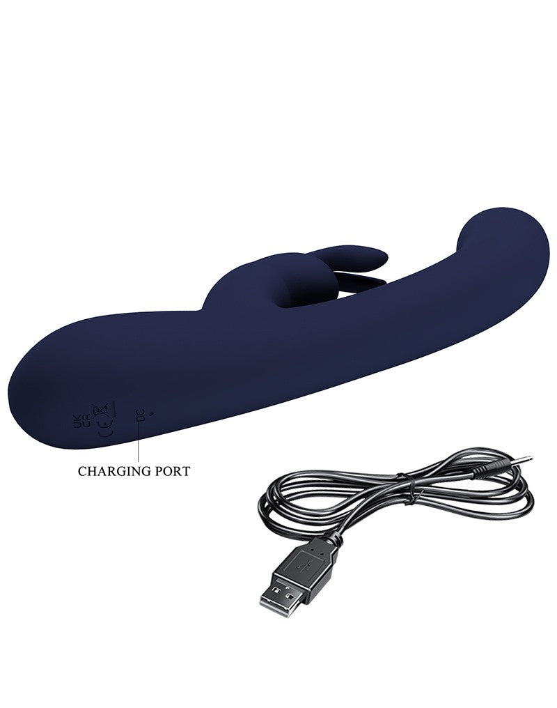 Pretty Love - Lamar - Rabbit Vibrator- Tarzan Vibrator - Met LCD Display - Donkerblauw-Erotiekvoordeel.nl