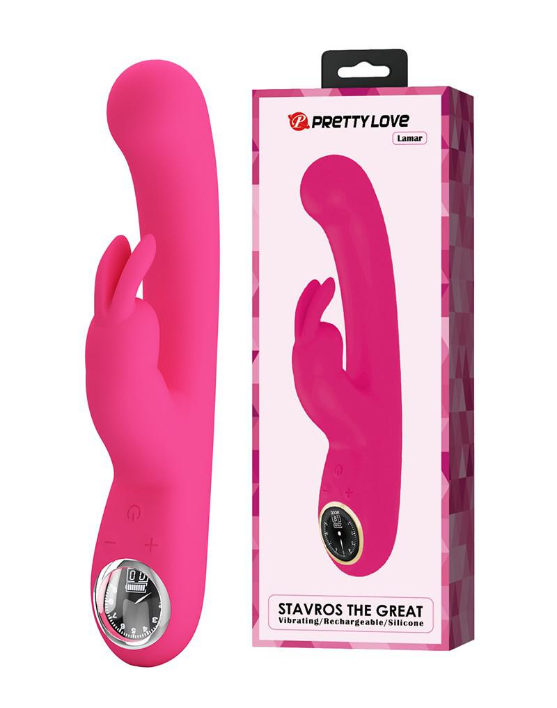 Pretty Love - Lamar - Rabbit Vibrator- Tarzan Vibrator - Met LCD Display - Roze-Erotiekvoordeel.nl