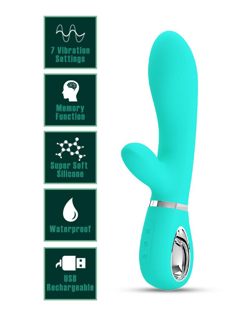 Pretty Love - Thomas - Rabbit Vibrator- Turquoise-Erotiekvoordeel.nl