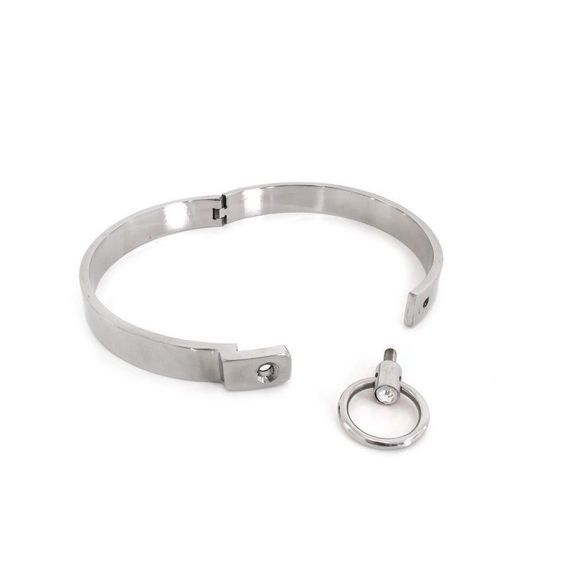 RVS Collar Solid Met Transparant Kristal voorzijde - Large - 13,5 cm-Erotiekvoordeel.nl