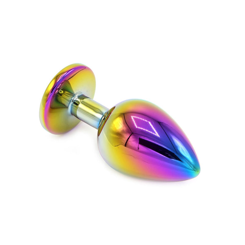 Rainbow Buttplug Aluminium Met Siersteen-Erotiekvoordeel.nl