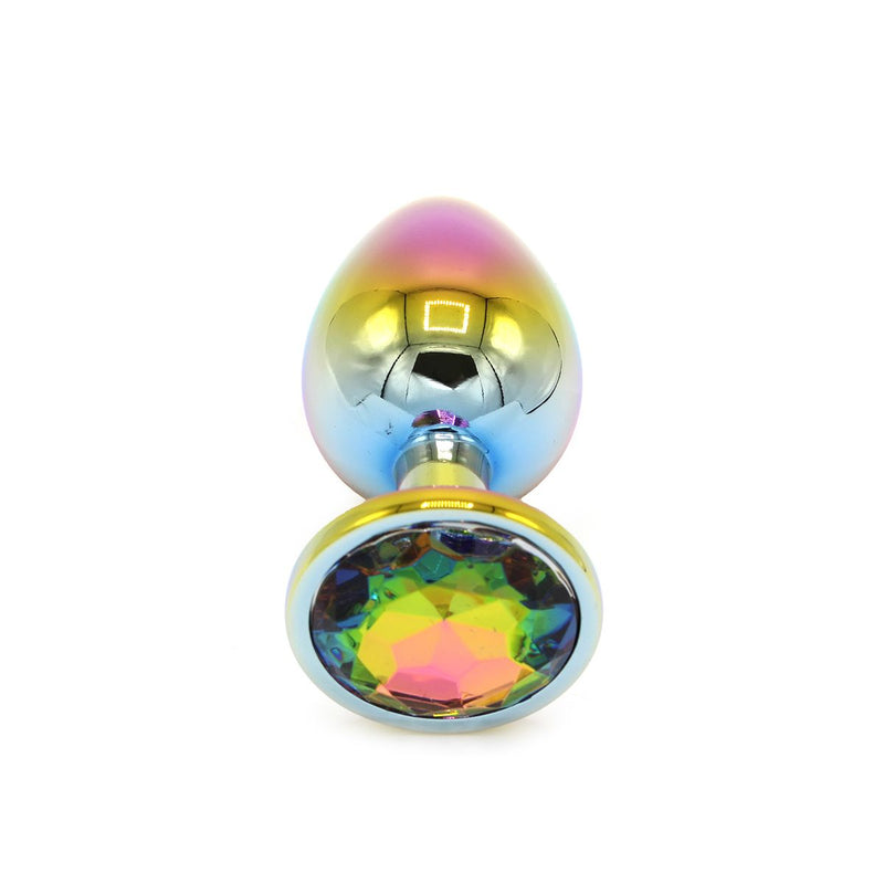 Rainbow Buttplug Aluminium Met Siersteen-Erotiekvoordeel.nl