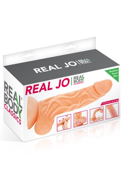 Real Body - Real Jo - Realistische Zuignap Dildo Met Bewegende Voorhuid - 18.5 cm - Lichte Huidskleur-Erotiekvoordeel.nl